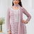 Pink faux georgette with heavy embroidery cotton thread work unstitched suit