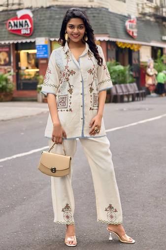 Embroidered Shirt With Trousers