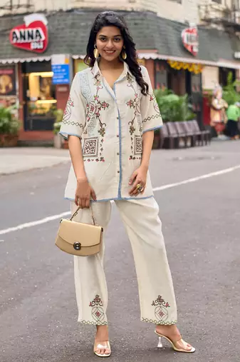 Embroidered Shirt With Trousers