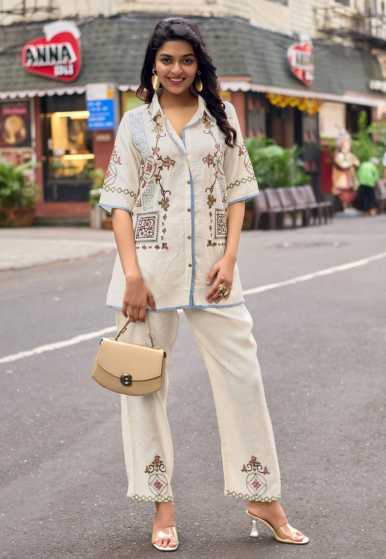 Embroidered Shirt With Trousers