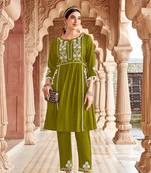 Ethnic Motifs Embroidered Thread Work Viscos Bulti Kurta With Trouser 