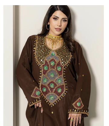 Brown Embroidered Designer Kaftan with Multicolor Handwork 4