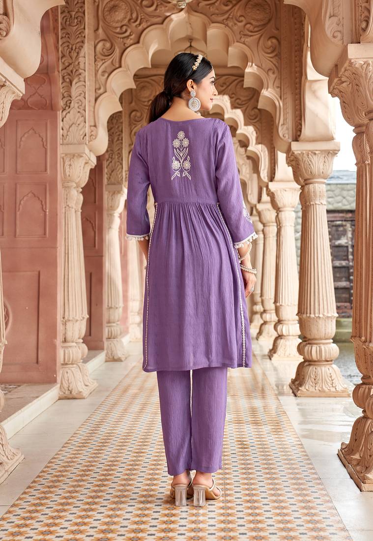 Ethnic Motifs Embroidered Thread Work Viscos Bulti Kurta With Trouser 