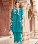 Ethnic Motifs Embroidered Thread Work Viscos Bulti Kurta With Trouser 