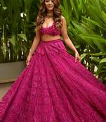  pink sequins embroidered silk lehenga set choli with dupatta