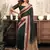   Green linen solid printed ready to wear saree with pocket