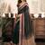  Green linen solid printed ready to wear saree with pocket