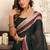  Green linen solid printed ready to wear saree with pocket