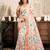 White linen color block printed ready to wear saree with pocket