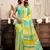Yellow linen striped (leheriya) printed ready to wear saree with pocket