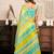 Yellow linen striped (leheriya) printed ready to wear saree with pocket