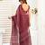 Maroon linen ethnic motifs printed ready to wear saree with pocket