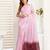 Light pink  linen striped printed ready to wear saree with pocket