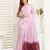 Light pink   linen striped printed ready to wear saree with pocket