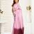 Light pink  linen striped printed ready to wear saree with pocket