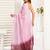 Light pink  linen striped printed ready to wear saree with pocket