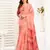 Peach linen ikkat printed ready to wear saree with pocket