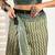 Dark green linen zig zag & chevron printed ready to wear saree with pocket