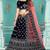 Modern  Velvet  Navy Blue Embroidery  Zari Work Bridal  Lehenga Choli