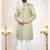 green silk embroidered sherwani and trouser