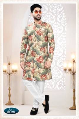 multicolor rayon embroidered sherwani and trouser 1