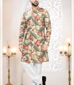 multicolor rayon embroidered sherwani and trouser