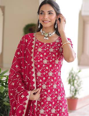 Pink Georgette Sequins Embroidered Festive Wear Sharara Suit 4
