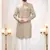 Beige silk embroidered sherwani and trouser