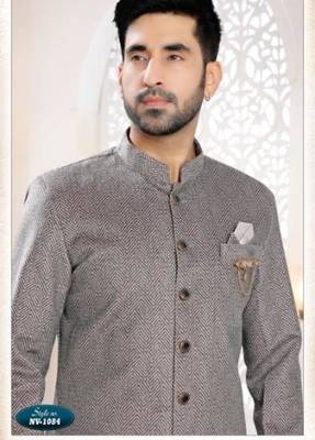 grey silk blend embroidered sherwani and trouser 3
