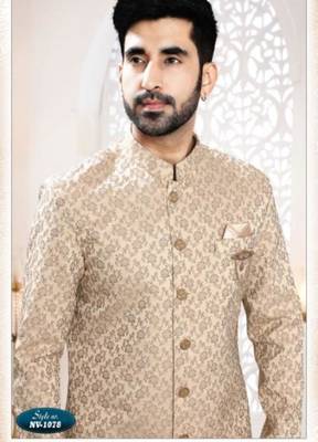 beige silk blend embroidered sherwani and trouser 3