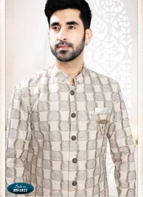 white silk blend embroidered sherwani and trouser 3