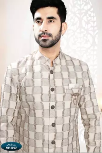 white silk embroidered sherwani and trouser