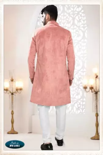 pink jacquard plain sherwani and trouser