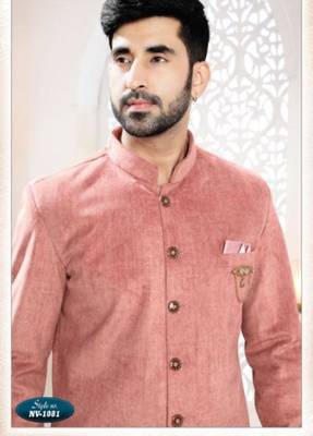 pink jacquard plain sherwani and trouser 3