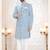 blue jacquard plain sherwani and trouser