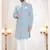 blue jacquard plain sherwani and trouser