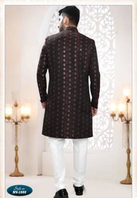 black silk blend embroidered sherwani and trouser 2