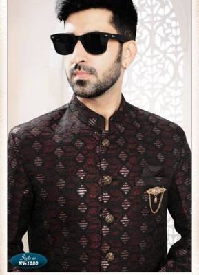 black silk blend embroidered sherwani and trouser 3