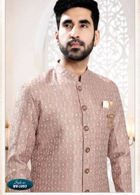 brown silk blend embroidered sherwani and trouser 3