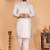Men’s heavy jacquard silk off-white kurta with cotton pyjama