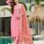 Pink  Cotton Blend Embroidery Straight Kurta with Pant And Dupatta Set