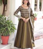 mehendi silk embroidered anarkali suit