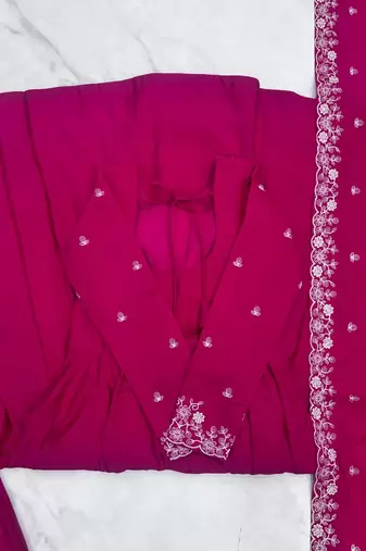 dark pink silk embroidered anarkali suit