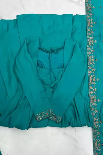 rama pink silk embroidered anarkali suit