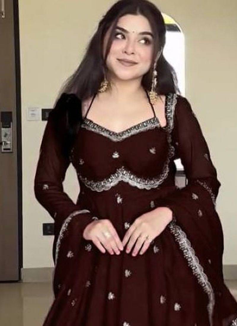 brown faux georgette anarkali gown