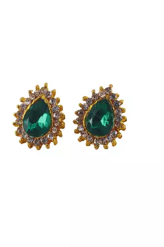 Multi stone stud brass tops/stone-studded earrings / women     party wear/ festive jewelry/sku-ear757