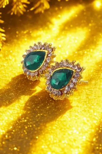 Multi stone stud brass tops/stone-studded earrings / women     party wear/ festive jewelry/sku-ear757