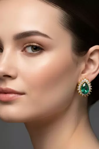 Multi stone stud brass tops/stone-studded earrings / women     party wear/ festive jewelry/sku-ear757