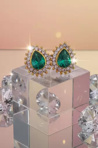 Multi stone stud brass tops/stone-studded earrings / women     party wear/ festive jewelry/sku-ear757
