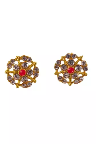 Multi stone stud brass tops/stone-studded earrings / women     party wear/ festive jewelry/sku-ear756
